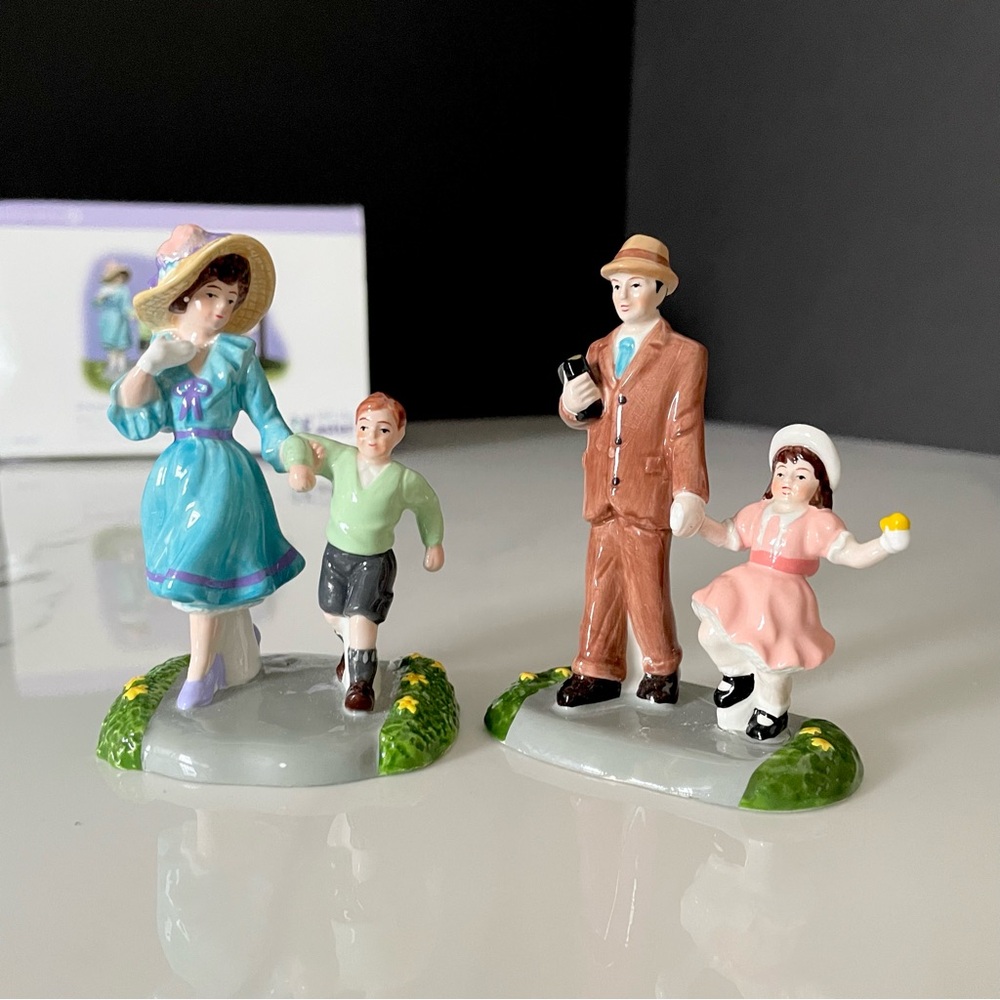 "Dressed In Our Easter Best" Snow Village Figurines by Dept. 56 (repaired)